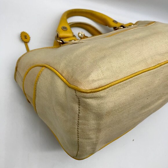 Celine Beige And Yellow Canvas Boogie Satchel Bag - Picture 9 of 10